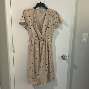 Tan dress with black abstract dots